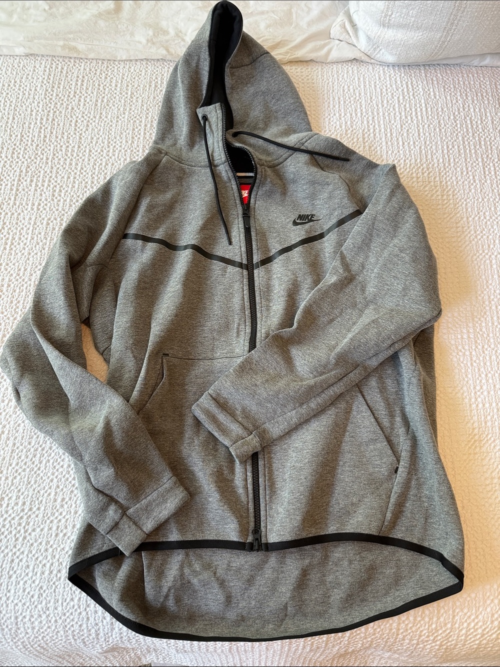Nike Gray Hooded Full-Zip Jacket with Black Trim